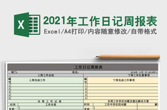 2021年工作日記周報表