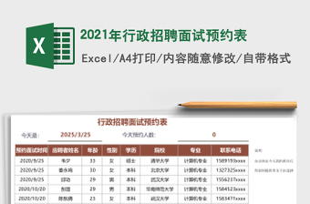 2021年行政招聘面試預約表