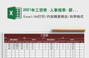 2021年工資表-人事報(bào)表-薪資核算