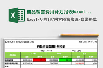 商品銷售費用計劃報表Excel模板