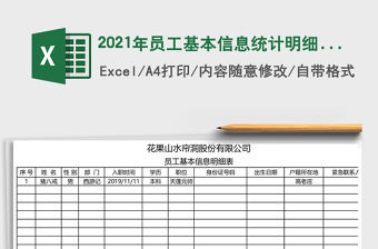 2021年員工基本信息統計明細表