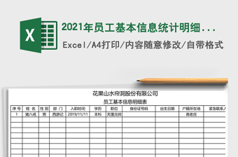 2021年員工基本信息統(tǒng)計(jì)明細(xì)表