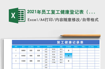 2021年員工復工健康登記表（智能分析）