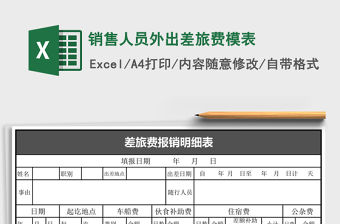 銷售人員外出差旅費模表