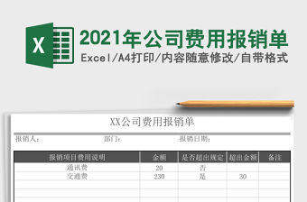 2021年公司費用報銷單