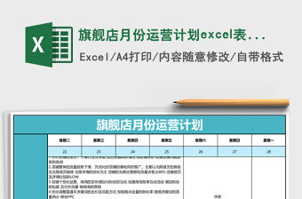 旗艦店月份運(yùn)營計(jì)劃excel表格模板