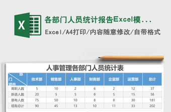 各部門人員統(tǒng)計(jì)報(bào)告Excel模板