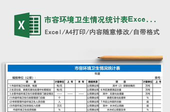 市容環(huán)境衛(wèi)生情況統(tǒng)計表Excel