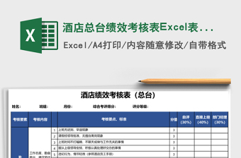 酒店總臺(tái)績(jī)效考核表Excel表格