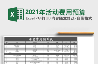 2021年活動費用預(yù)算