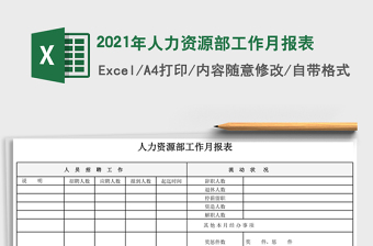 2021年人力資源部工作月報(bào)表