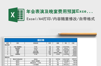 年會表演及晚宴費用預算Excel表格