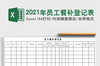 2021年員工餐補(bǔ)登記表