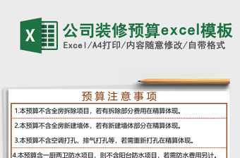 公司裝修預算excel模板