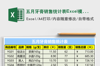 五月牙膏銷售統(tǒng)計表Excel模板