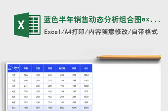 藍色半年銷售動態分析組合圖excel模板