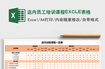 店內(nèi)員工培訓(xùn)課程EXCLE表格
