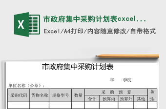 市政府集中采購計劃表cxcel模板