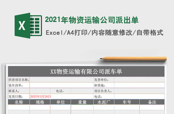 2021年物資運輸公司派出單