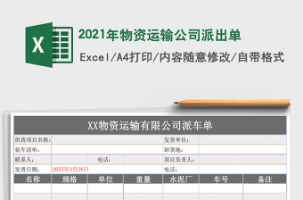 2021年物資運(yùn)輸公司派出單