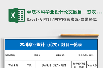 學院本科畢業(yè)設(shè)計論文題目一覽表Excel表格