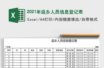 2021年返鄉人員信息登記表