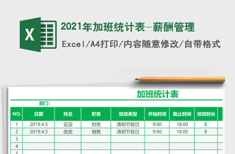 2021年加班統計表-薪酬管理