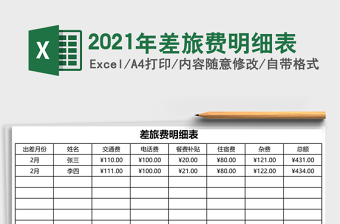 2021年差旅費明細表