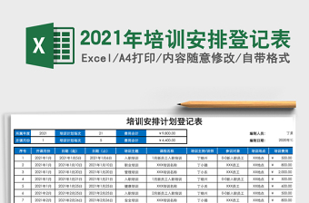 2021年培訓安排登記表