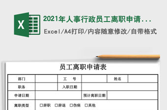 2021年人事行政員工離職申請表