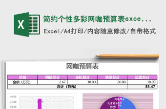 簡約個性多彩網咖預算表excel模板