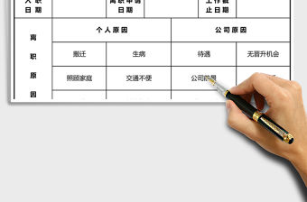 員工辭職申請單人事工作表excel表格模板