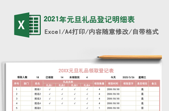 2021年元旦禮品登記明細(xì)表