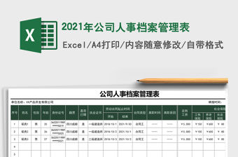 2021年公司人事檔案管理表