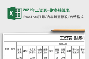 2021年工資表-財(cái)務(wù)核算表