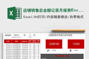 店鋪銷售總金額記錄月報(bào)表Excel模板表格
