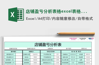 店鋪盈虧分析表格excel表格模板