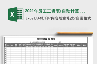 2021年員工工資表(自動(dòng)計(jì)算版)