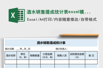 酒水銷售提成統計表excel模板