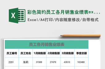 彩色簡約員工各月銷售業績表excel模板
