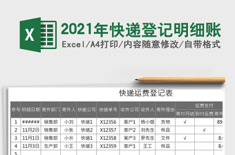 2021年快遞登記明細(xì)賬