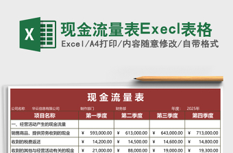 現(xiàn)金流量表Execl表格