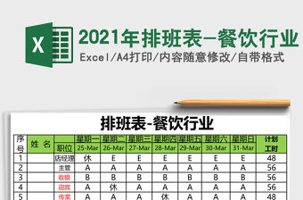 2021年排班表-餐飲行業(yè)