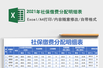 2021年社保繳費分配明細表
