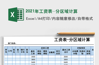 2021年工資表-分區(qū)域計算