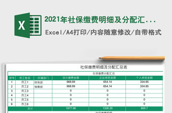 2021年社保繳費明細及分配匯總表免費下載