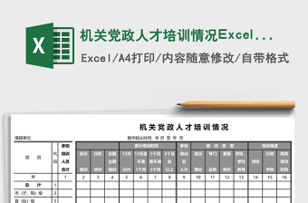 機(jī)關(guān)黨政人才培訓(xùn)情況Excel模板