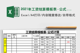 2021年工資結算模板表-公式計算