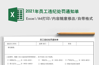 2021年員工違紀(jì)處罰通知單