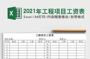 2021年工程項(xiàng)目工資表